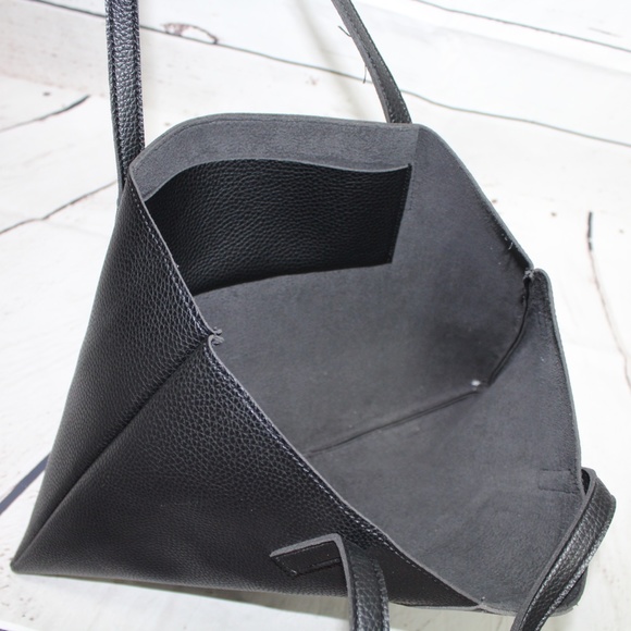 Black Leather Vince Camuto Luck Tote - Picture 3 of 6